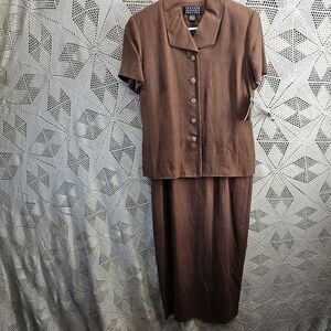 Spencer Jeremy Petites size 4 100% silk NWT brown 2 piece dress